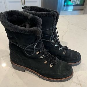 Stuart Weitzman Luge Fur-Lined Suede Boots 10.5